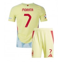 Spania Alvaro Morata #7 Bortedraktsett Barn EM 2024 Kortermet (+ Korte bukser)